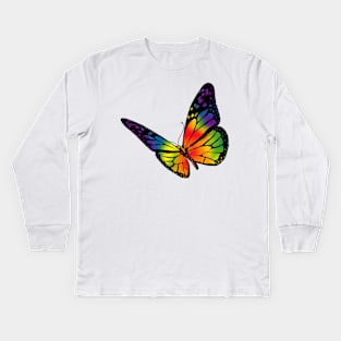 Rainbow Butterfly Kids Long Sleeve T-Shirt